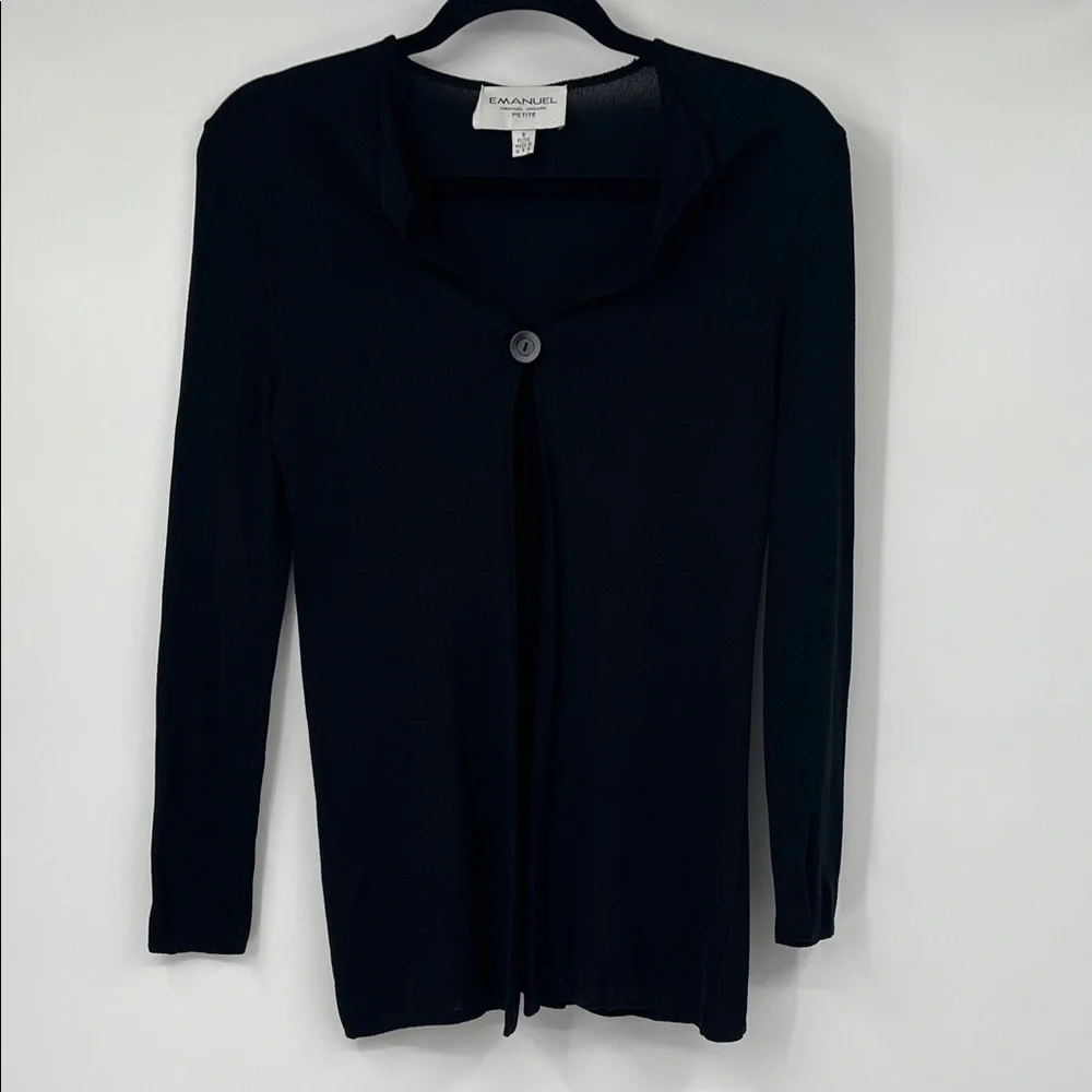 Vintage Emanuel Emanuel Ungaro Black Single Button Cardigan Size Small Petite